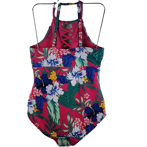 Cacique Hibiscus Tropic One Piece Bathing Suit 16 - Picture 3 of 7